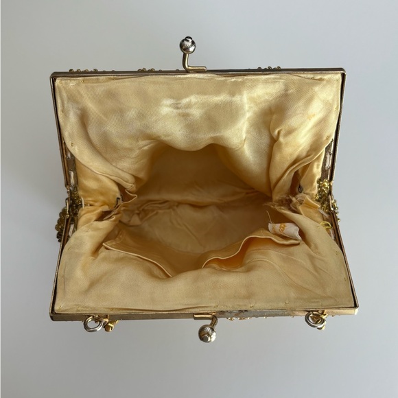 Vintage Walborg Gold Beaded Evening Bag 1950s Scallop Clutch Art Deco - Picture 4 of 6